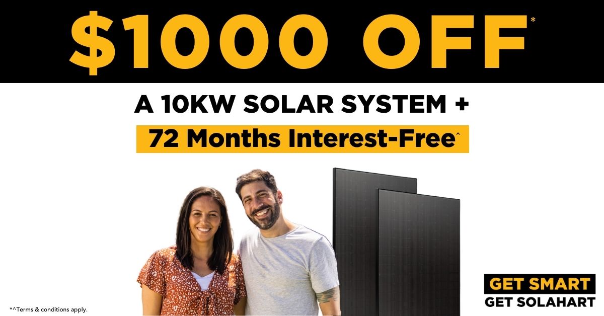 Save $1000 on a 10kw solar power system from Solahart Caboolture